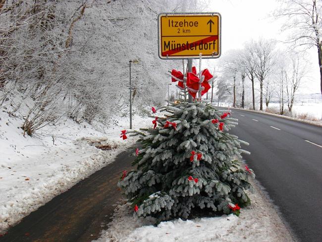 Ortsschild im Winter   <br/> Foto:Alexander Steffen